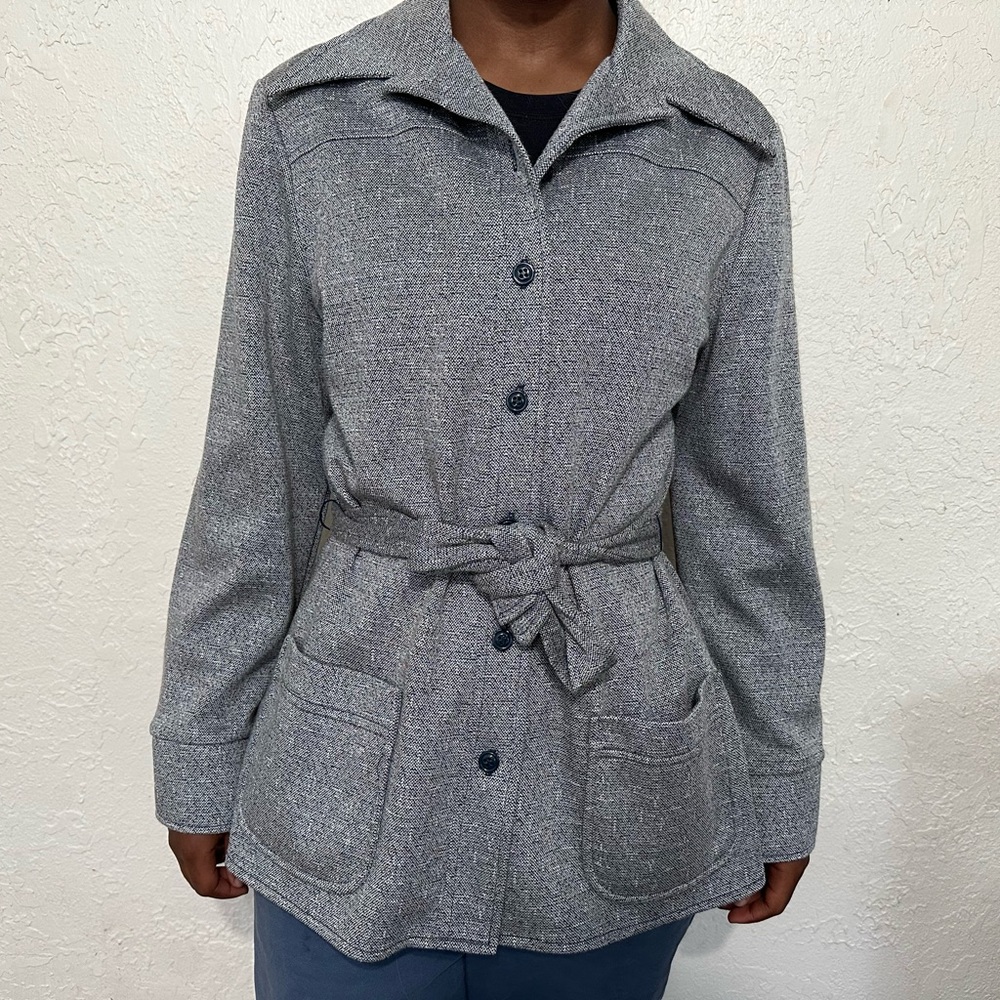 Women’s 70’s Vintage Knits Collar Shirt Jacket Blue